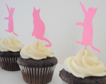 Cat Cupcake toppers, Kitty cupcake toppers, Cat (12 toppers)