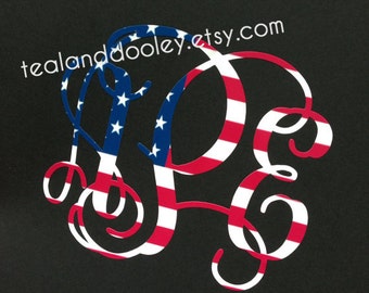 American Flag Monogram Decal Monogram Sticker Yeti Decal Yeti Monogram