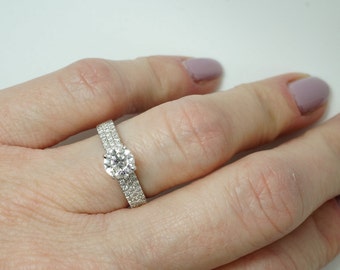 ON SALE !!! Diamond Engagement Ring 1 ct-White Gold halo ring-multistone ring-Bridal Jewelry-Anniversary-1 carat diamond-promise ring