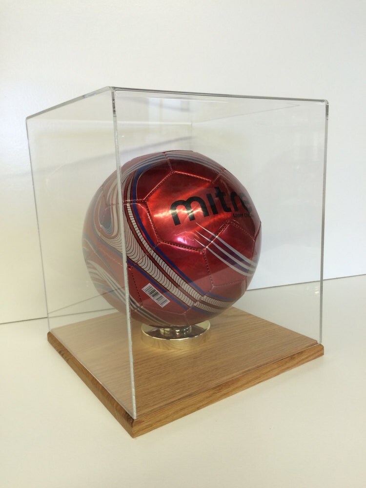 Soccer ball display case full size solid by PlasticsUnlimited