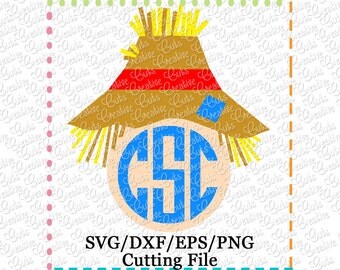 EXCLUSIVE SVG EPS dxf Scarecrow Monogram Cutting File, scarecrow cut file, scarecrow svg, fall svg autumn svg, scarecrow monogram cut file