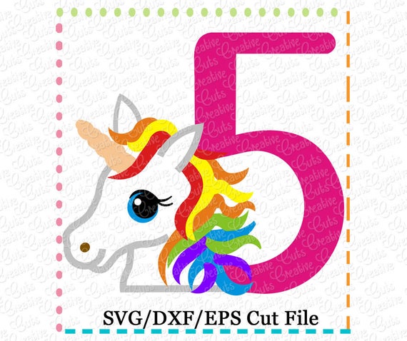 Download Rainbow Unicorn 5th Birthday SVG Cutting File unicorn svg