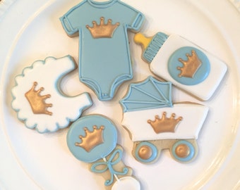 Baby Boy Cookies | Baby Prince Cookies | Prince Cookies | Baby Shower Cookies | One Dozen
