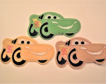 CAR APPLIQUE,Cartoon RACECAR Iron On Applique,Sewing Item,Kids Clothing Item,Sewing Notion,Juvenille Car Patch,Disneys Cars Motif