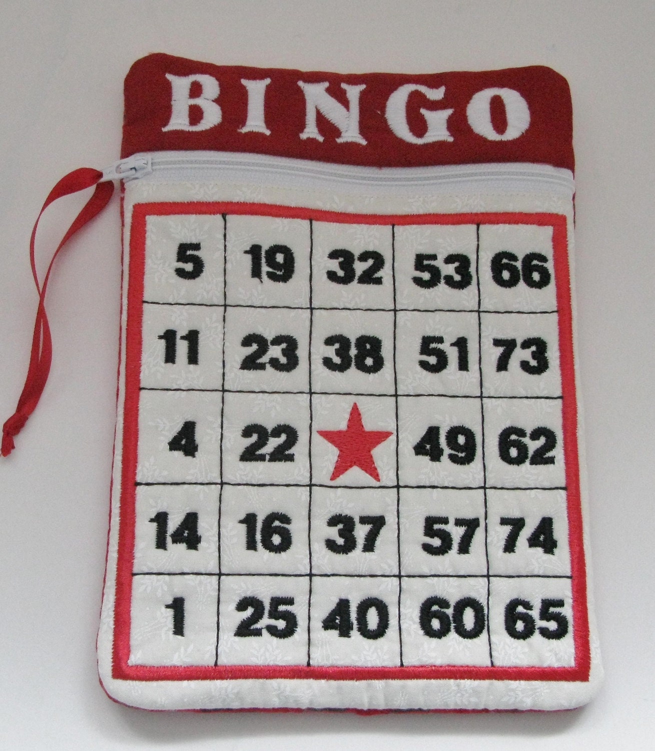 Embroidered Bingo Zipper Bag and Coordinating Gift by AllThisNThat