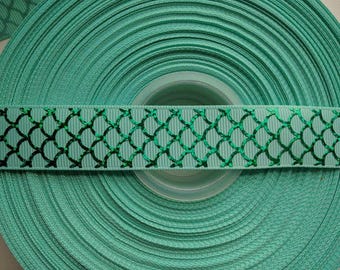 MERMAID FOIL 7/8" 22mm Grosgrain Hair Bow Craft Ribbon 3368