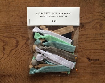 Forget Me Knots – 20 No Crease Hair Ties – Bulk – Elastic Hair Ties – Assorted Colors