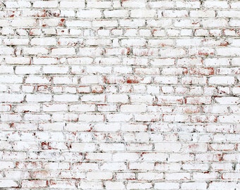 Vinyl Backdrop White Brick Wall Painted Photography V0908 Vinyl Backdrop White Brick Wall Painted Photography V0908