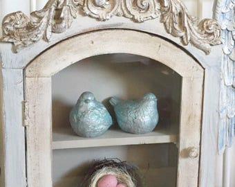 Shabby Chic Cupboard Ornate Wood Painted Shelf Girls Nursery Room Display Shelf French Nordic style