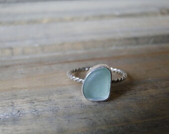 Custom Sea Glass Ring, Beaded Band or Twisted Band, Genuine Sea Glass, Made to Order, Choose Your Own Sea Glass, Sea Glass Jewelry