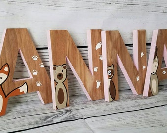 wooden letters for nursery woodland nursery decor hand painted wood letters woodland creatures - Woodland Nursery Decor wooden letters for nursery woodland nursery decor hand painted wood letters woodland creatures - Woodland Nursery Decor