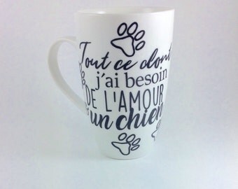 coffee cup 12oz vinyle hand made in canada for mom dog