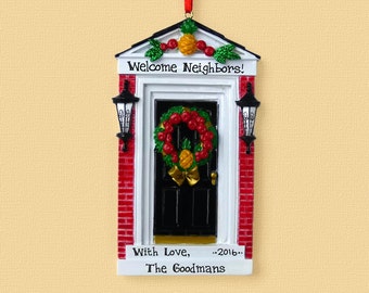 Colonial Door Personalized Ornament - Pineapple - New Home - First Apartment - Hand Personalized Christmas Ornament