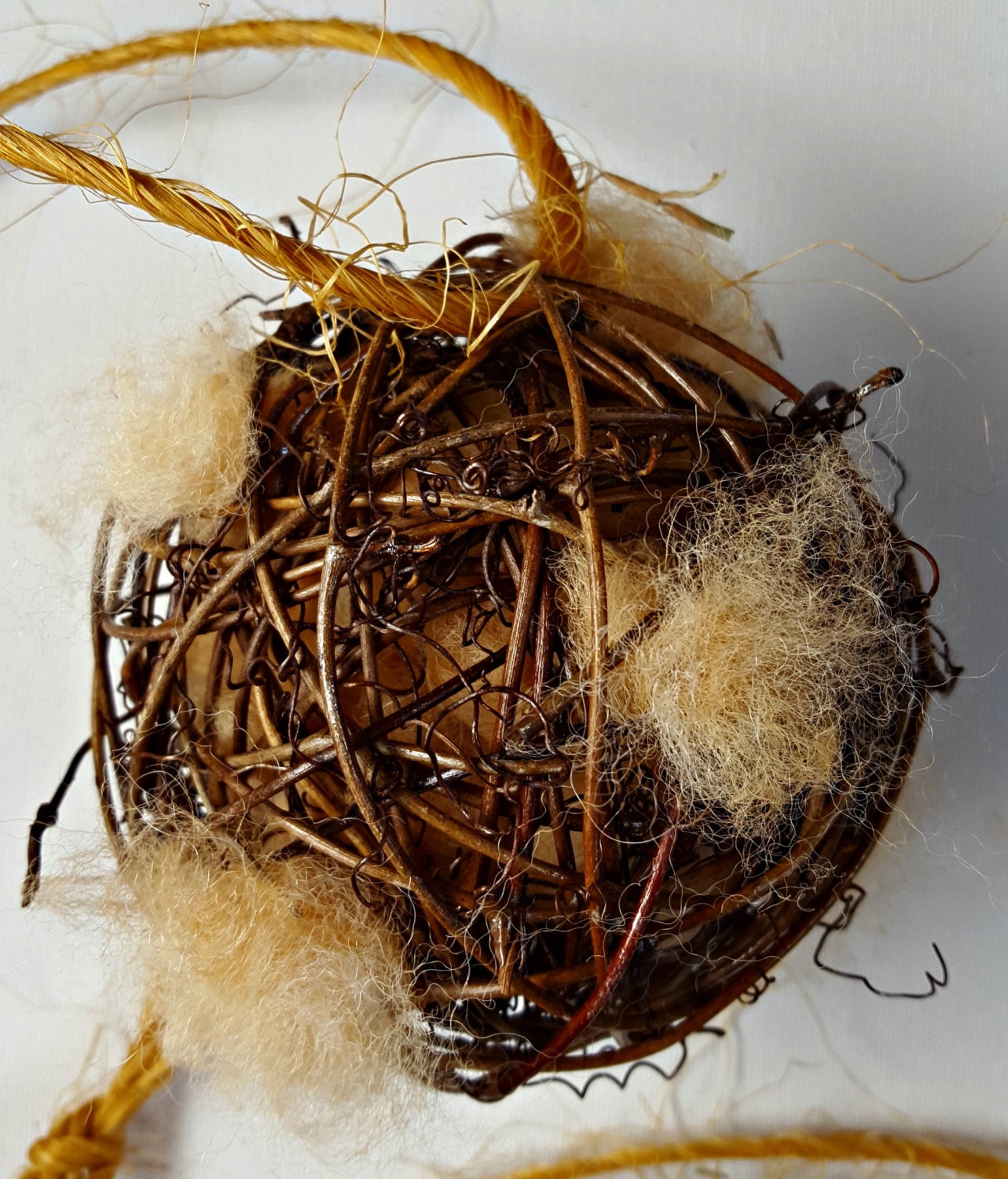 Grapevine Bird Nesting Balls with Alpaca Fiber