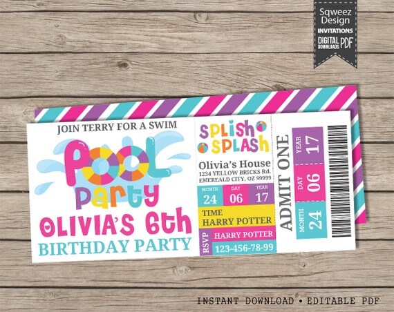 swimming party invitations