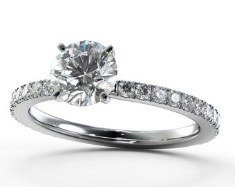 Diamond Engagement Wedding Ring Set with White Gold Engagement Gift For Her Diamond Gold Ring FREE SHIPPING