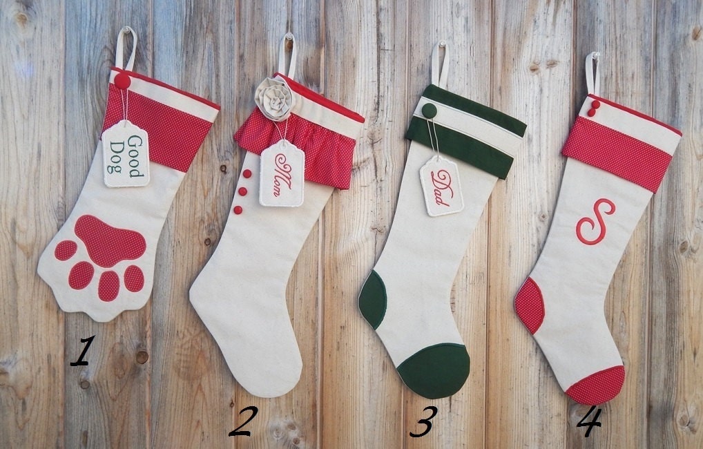 4 Personalized Christmas Stockings Mix and Match