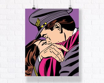 Goodbye Kiss - Vintage Comic Book Maxi Poster. Customazible Wall Art.