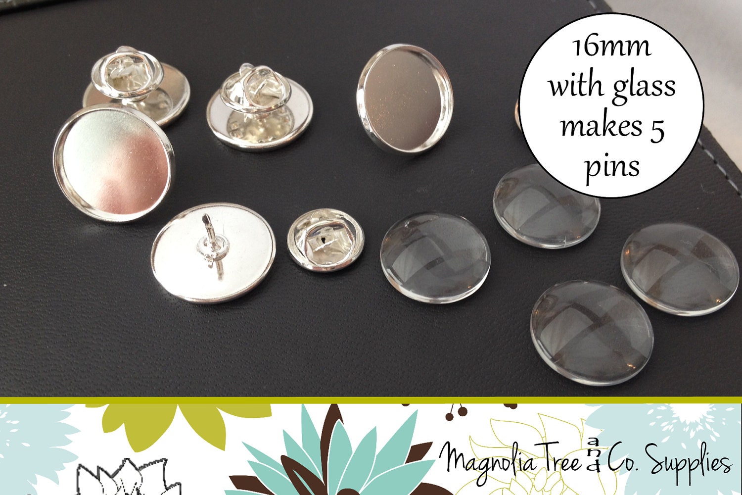 Silver Butterfly Tie Tack Lapel Pin DIY Kit 16mm Round Pin