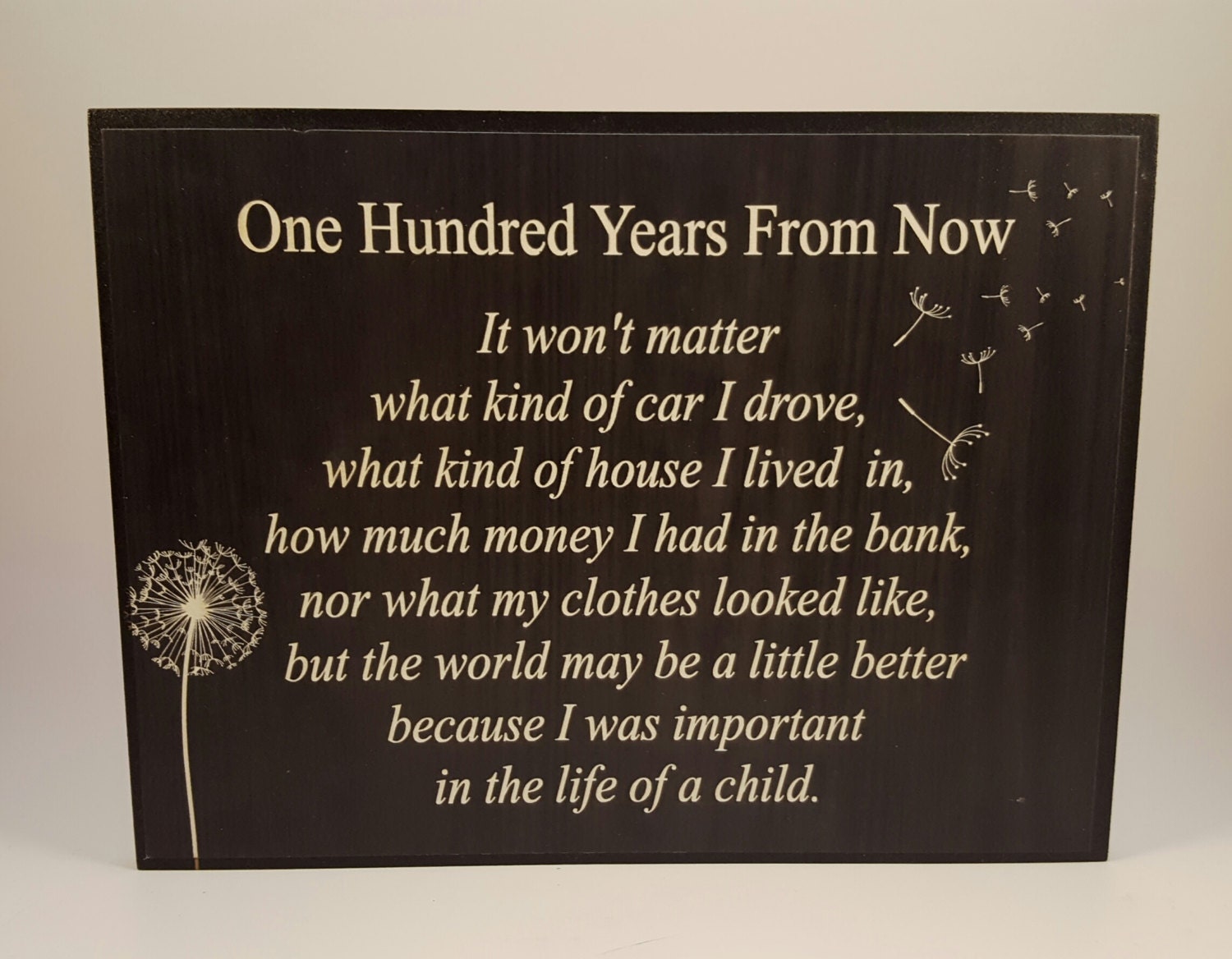 100 Years From Now Plaque 6x8
