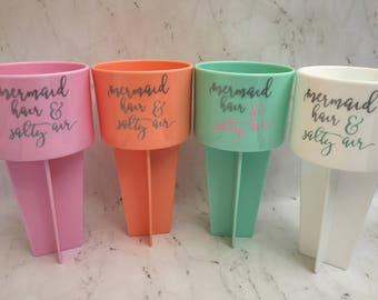 Mermaid Hair and Salty Air/ Personalized Beach Spiker / Beach Spiker / Cup Holder / Drink Holder for Sand / Beach Accessories