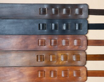 Handmade Leather guitar strap, Italian veg tanned leather, choice of colours, can be personalised