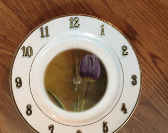 Purple Tulip Exclusive Clock By Nicholas Tesluk-8 inches