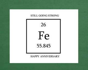 Strong Marriage Iron Anniversary Greeting Card, Iron Anniversary, Happy Anniversary, We Got Chemistry, Periodic Table, Anniversary Card Men