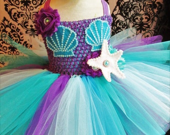 Turquoise Mermaid Dress/Mermaid Costume/Mermaid Party Dress/Birthday Outfit/Under the Sea Party/Baby Girl Dresses/Teal Mermaid/Purple tutus