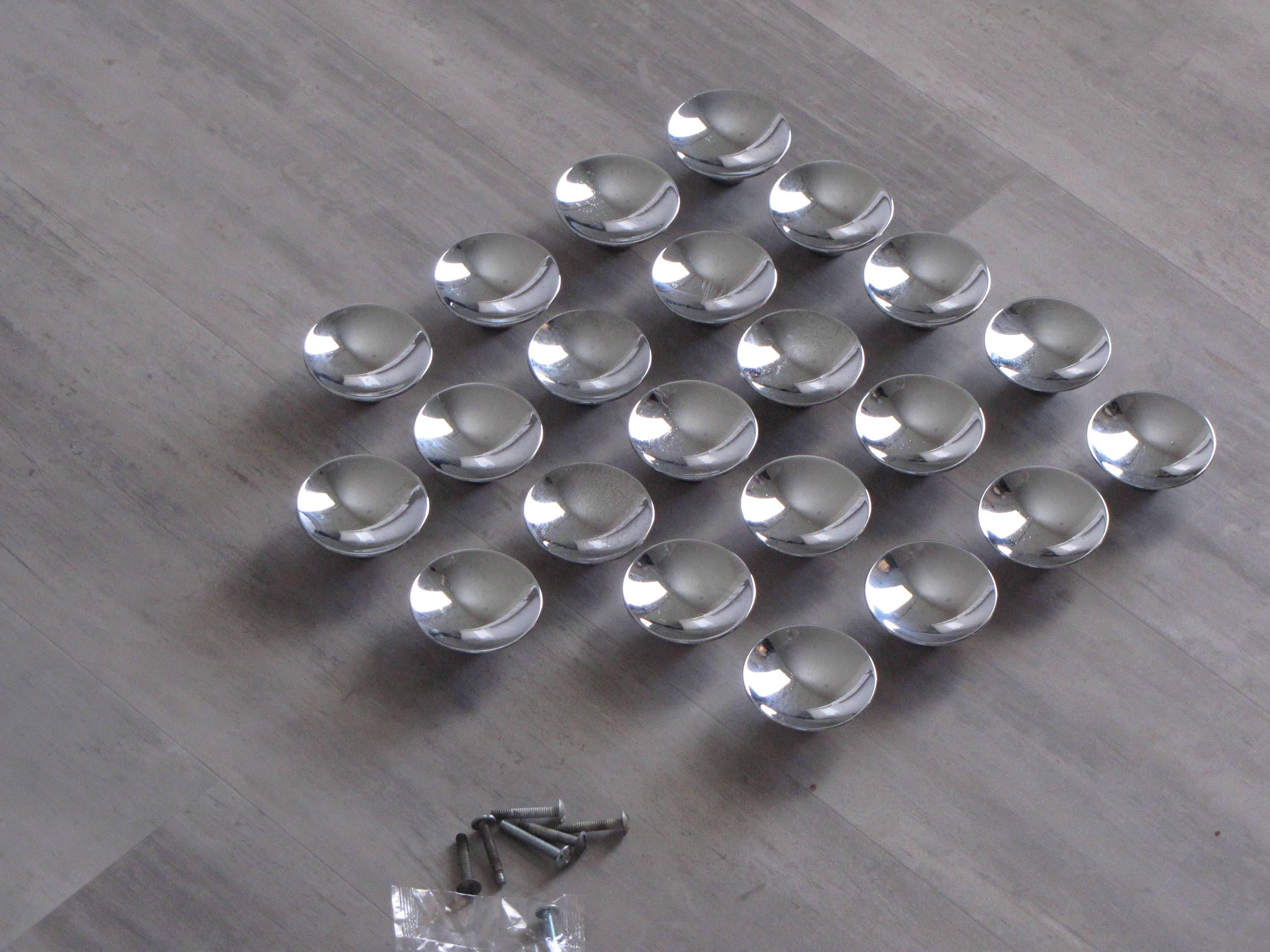 Vintage Silver Chrome Round Knobs 22 of them from