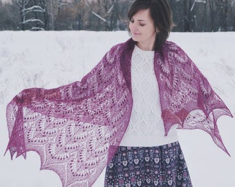 Beautiful hand knit lace shawl, wedding luxury kidsilk lace bridal shawl, knitting Estonian Lace shawl, knit shawl with nupps pattern