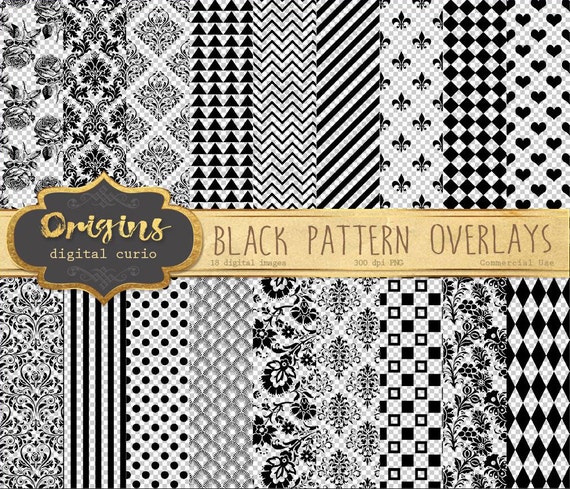 Black Pattern Overlays Digital Instant Download png