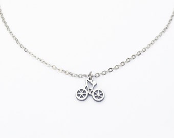 Womens Necklace Bicycle Necklace Silver Bicycle Charm Necklace Bike Cycling Gifts Bicycle Jewelry