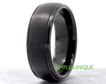 mens black wedding band tungsten carbide durable weight 8mm width husband boyfriend fiance gift for him promise ring - Black Wedding Ring For Him mens black wedding band tungsten carbide durable weight 8mm width husband boyfriend fiance gift for him promise ring - Black Wedding Ring For Him