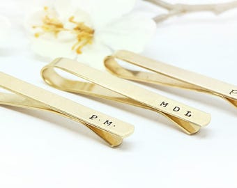 Personalized Tie Clip- Hand Stamped Brass Tie Bar- Groom's gift- Father of the Bride- Wedding Accessories, Groomsman Gift, Anniversary