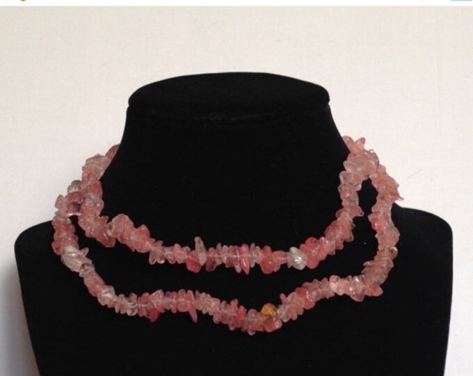 Storewide 25% Off SALE Vintage Handmade Pink Rosé Polished Ocean Coral Beaded Necklace Featuring Intricate Layered Design