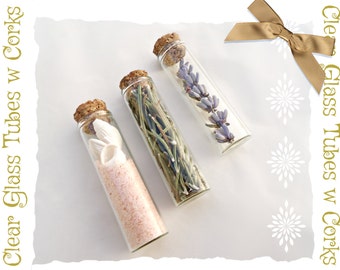 3 Small Glass Test Tubes with Cork Stoppers, Size 60x15mm Clear Glass, Tiny Empty Glass Vials with Corks, 3 Pieces Set