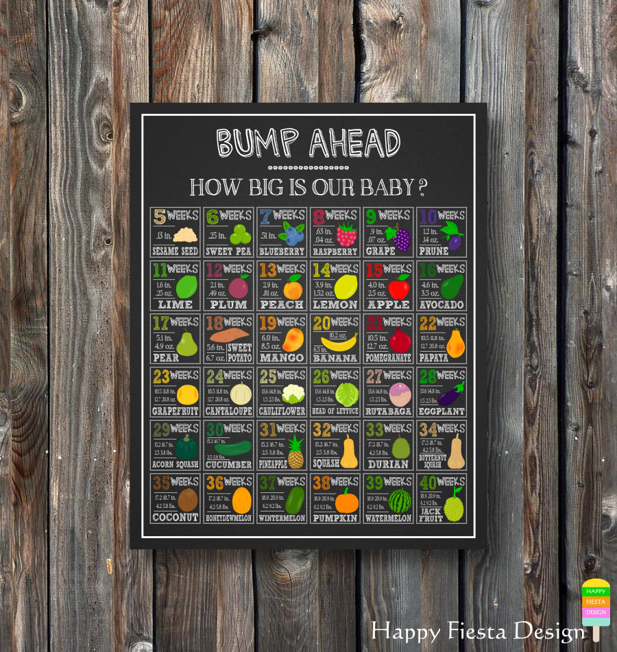 PRINTABLE How Big Is Our Baby ChalkboardBaby Size Week By