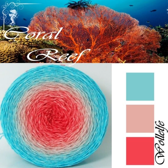 Coral Reef Gradient yarn Merino hand dyed fingering weight
