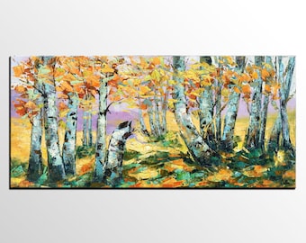 Abstract Oil Painting, Canvas Art, Original Painting, Abstract Art, Impasto Painting, Canvas Painting, Autumn Tree Painting, Landscape Art