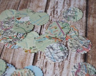 World Map Circle Confetti -paper confetti - table decor - party confetti - decorations