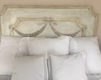 Antique French Barbola Roses Headboard Bed Queen