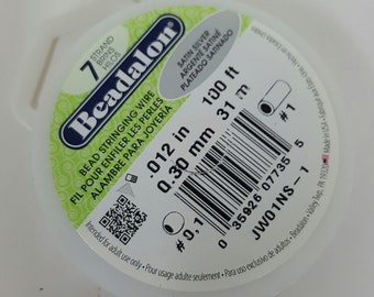 Beadalon 7 Strand Satin Silver Beading Wire, .012" - 100ft