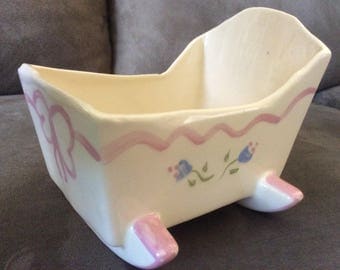 Ceramic Baby Cradle, vintage