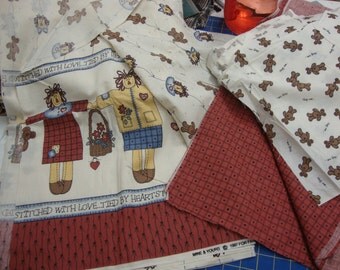 raggedy doll and bear fabric