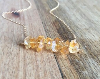 Raw Citrine Necklace - Citrine Necklace - Raw Stone Necklace - Raw Crystal Necklace - Gift For Mom - Citrine Jewelry -November Birthstone