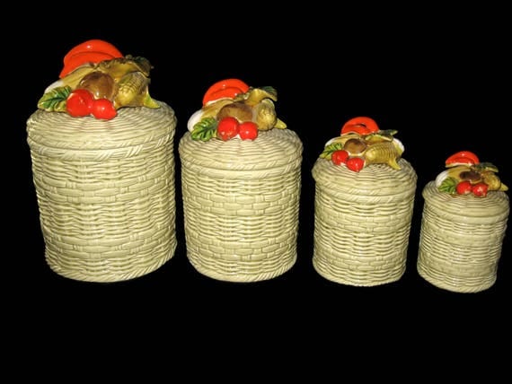 Vintage Lefton Canister Set  Vegetable  Canisters Kitchen 