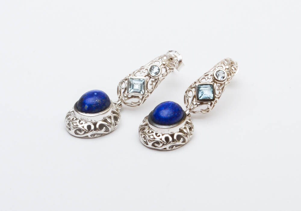 Lapis Earrings Lapis Lazuli Jewelry Blue Topaz Earrings