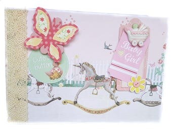 SOLD Baby Girl Photo Album, Baby Memory Book - Handmade Baptism Gift