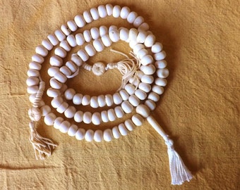 Mala of Tibetan prayer in buffalo bone